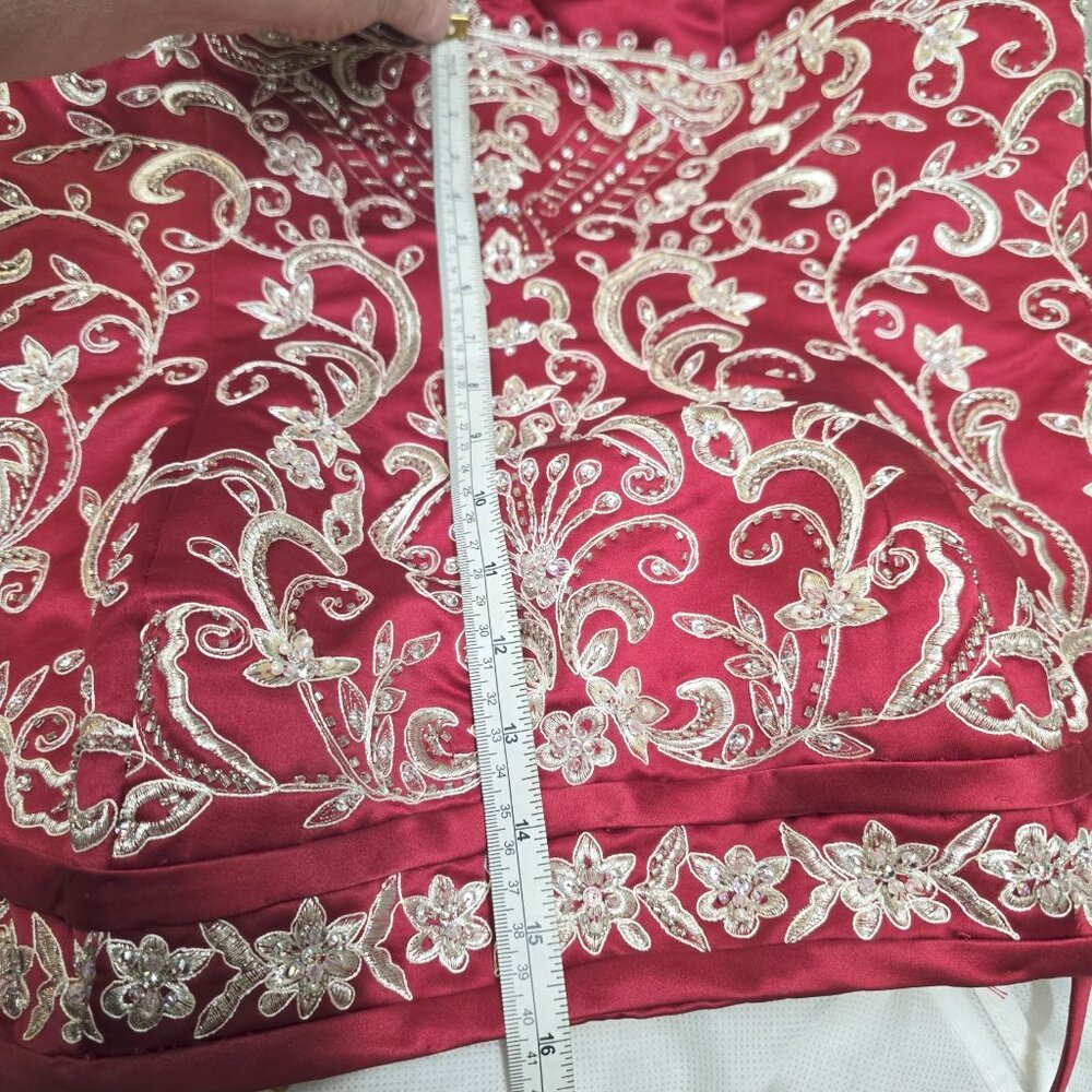 Unforgettable Gown -  plus size, deep wine red + a buttonup train - Picture 11 of 14